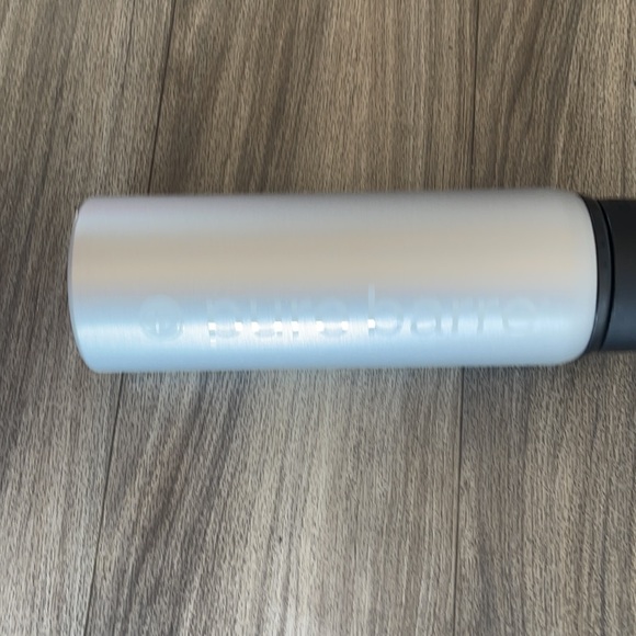 Pure Barre Metal Water Bottle. Silver and White - Picture 3 of 3